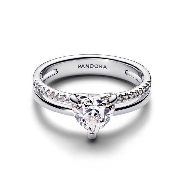 Anillo Corazón Doble Banda en Plata-0