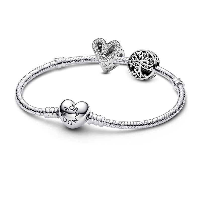 Gift Set Pulsera con Dije Corazon Brillante y Arbol Raices Familiar