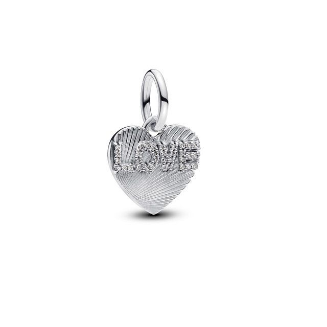 Charm Colgante en Plata Grabable Corazón Amor -0