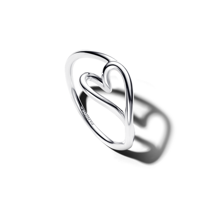 Anillo Pequeno Corazon con Forma Organica Plateado Plata 48