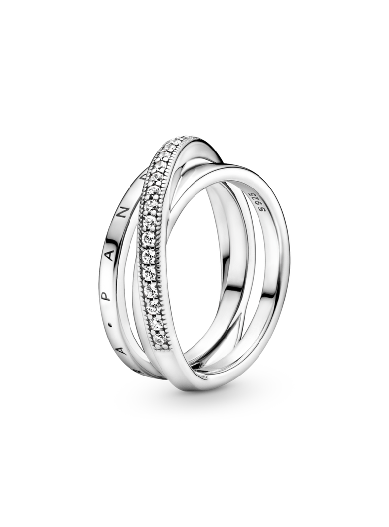 Anillo en Plata Banda Triple Logo Pandora-0
