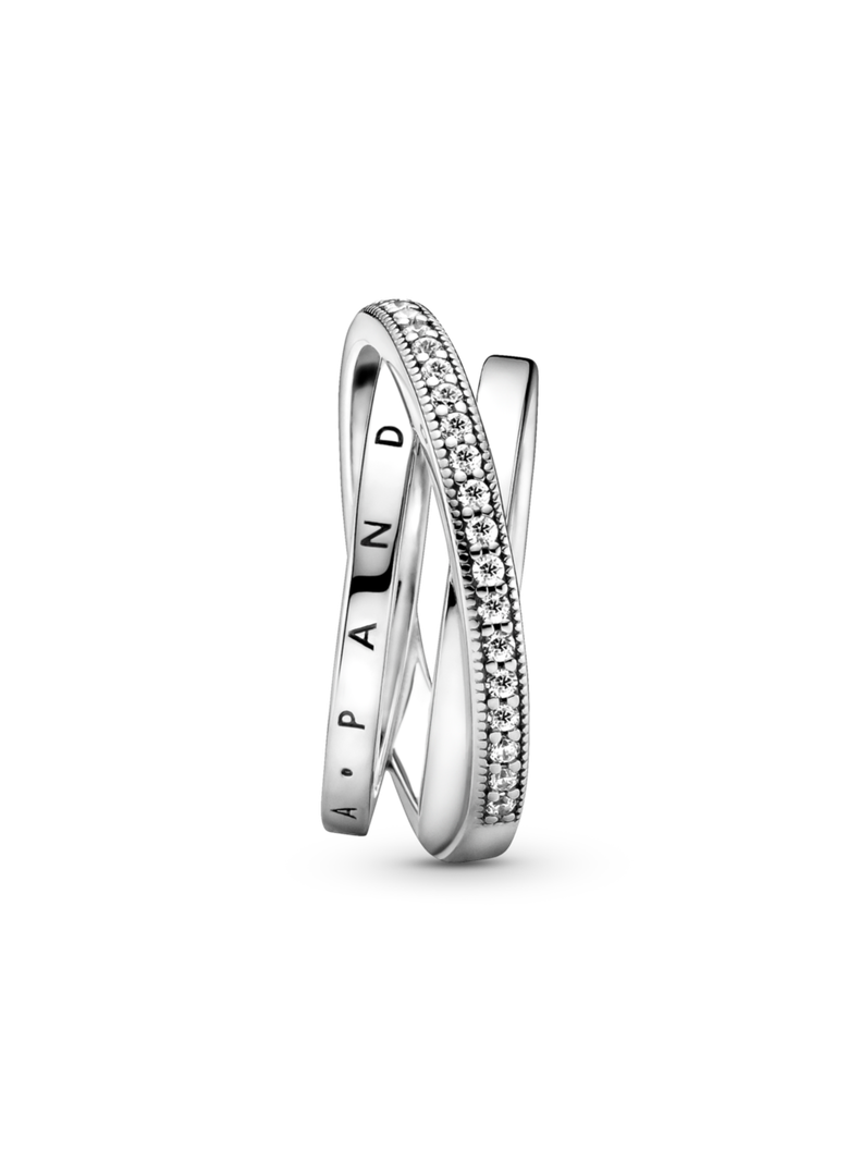Anillo en Plata Banda Triple Logo Pandora-1