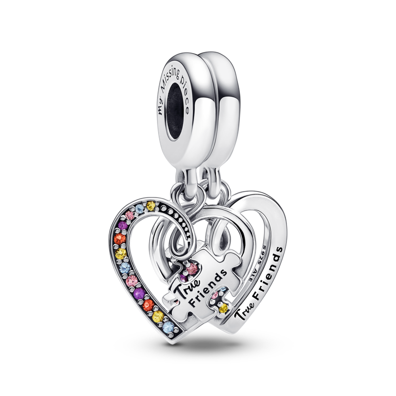 Charm en Plata Rompecabezas Dividible Amistad de Corazones