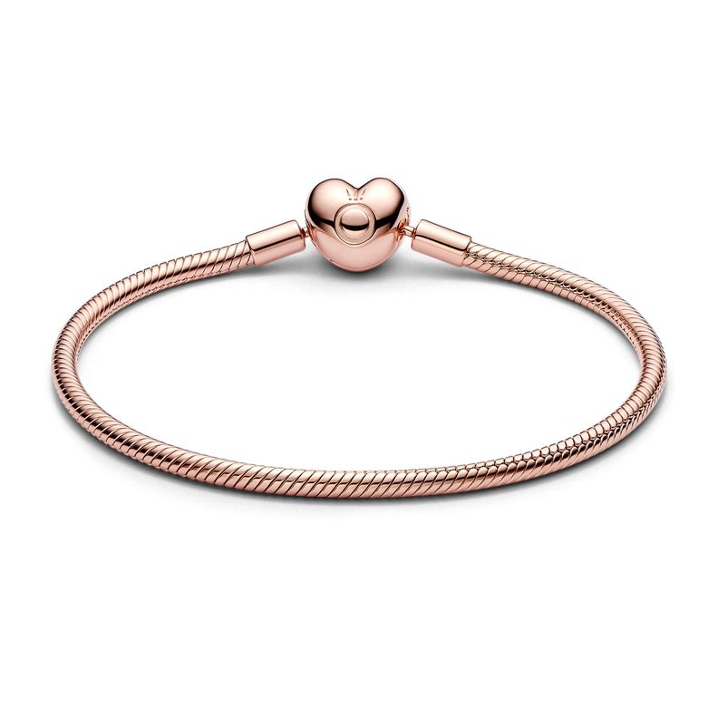 Brazalete de Cadena de Serpiente con Cierre de Corazón en Rose-1