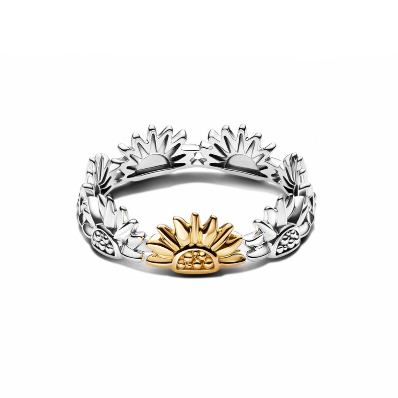 Anillo Girasol en Banda de Dos Tonos Dorado 48