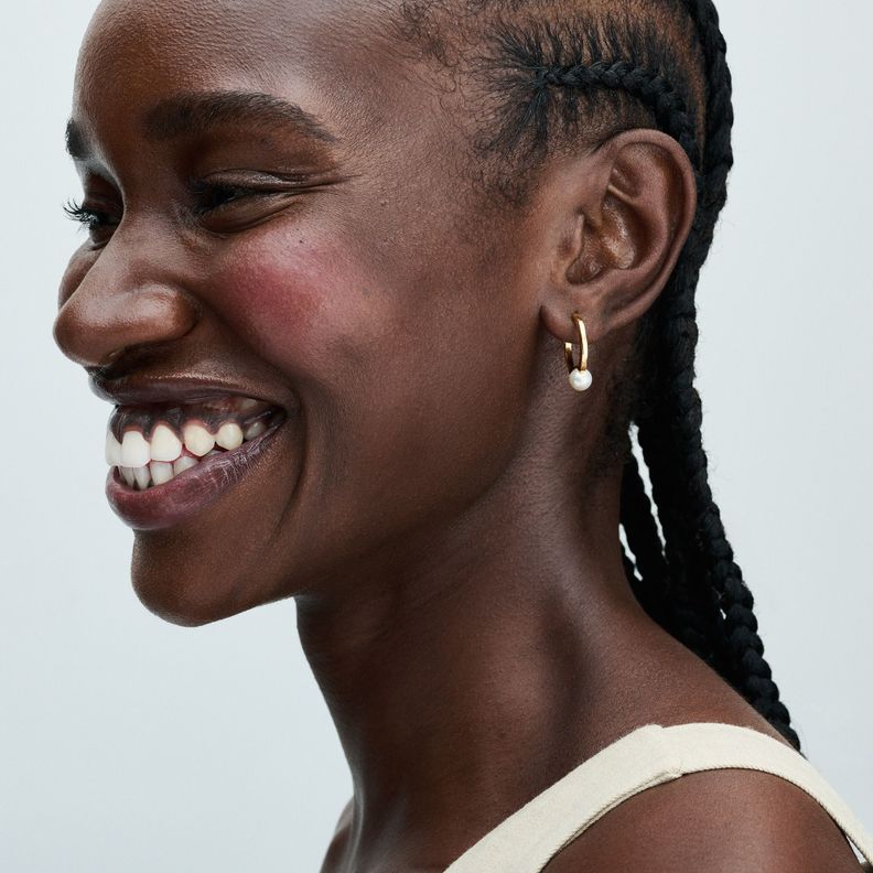Aretes de aro Perla Cultivada de Agua Dulce-1