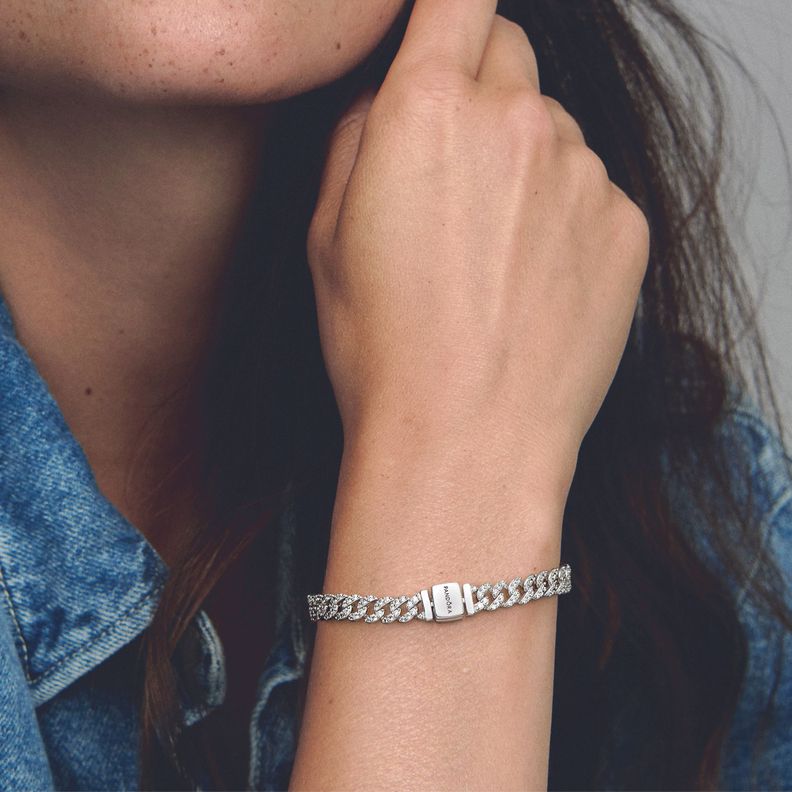 Brazalete Cadena Cubana en Plata-1