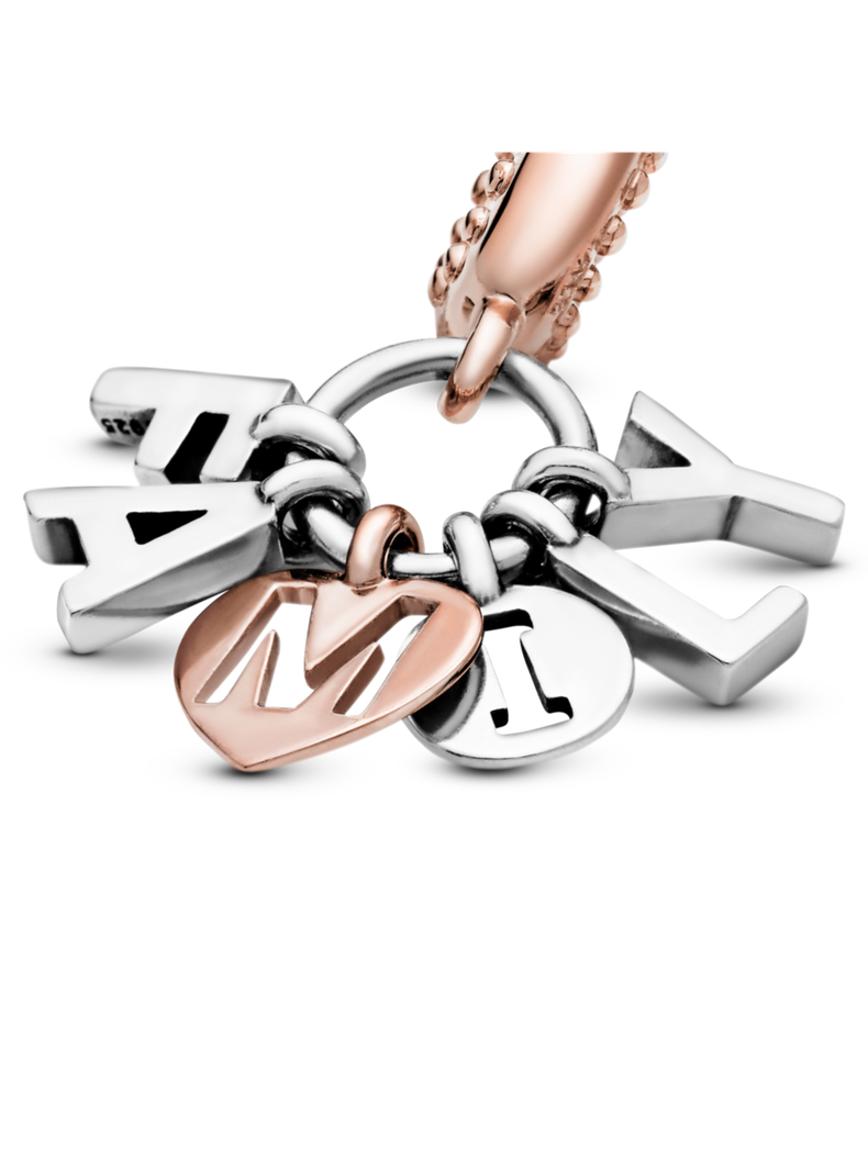Dije en Rose y Plata Familia Perfecta Circonia Cúbica Clara-1