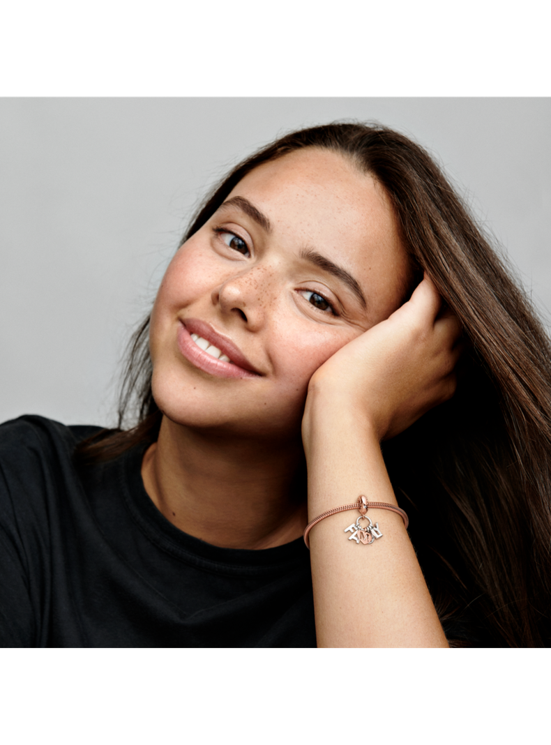 Dije en Rose y Plata Familia Perfecta Circonia Cúbica Clara-2
