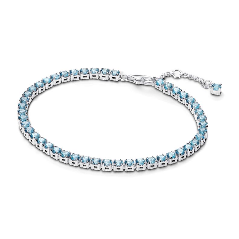 Brazalete Tenis Azul Claro Brillante Plata 16