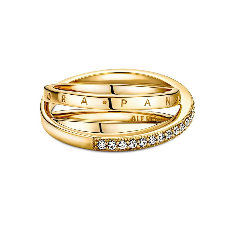 Anillo Cruzado Triple Alianza en Pavé-0