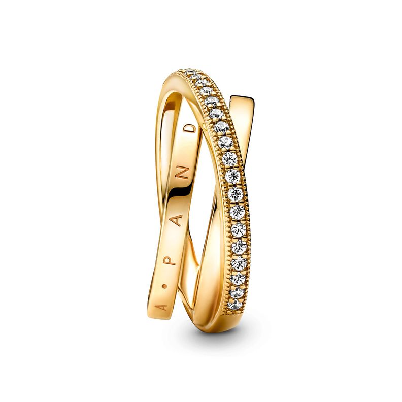 Anillo Cruzado Triple Alianza en Pavé-1