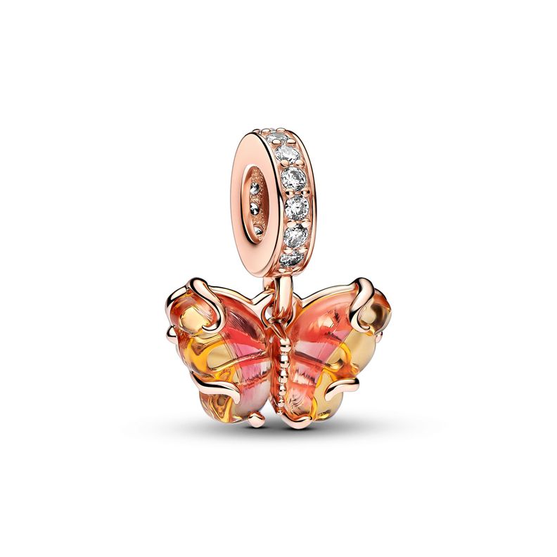 Dije Rose Mariposa Circonia Cubica Clara y Cristal de Murano-0