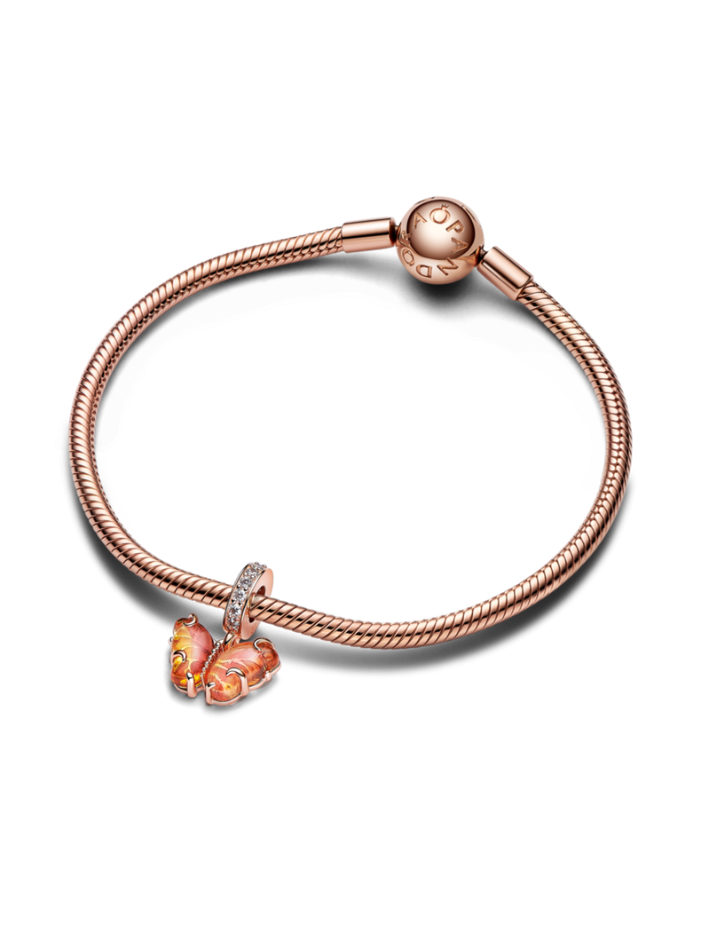 Dije Rose Mariposa Circonia Cubica Clara y Cristal de Murano-1