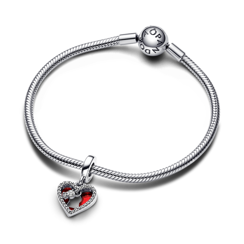 Dije en Plata Corazon Doble con Cerradura Circonia Cubica Clara -2
