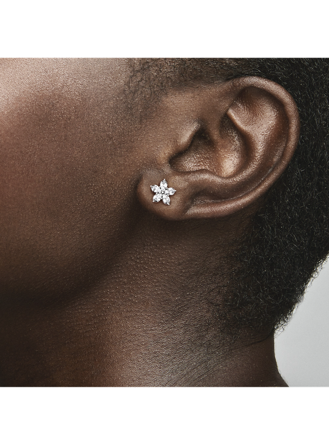 Aretes de Botón de Copo de Nieve Brillante-1