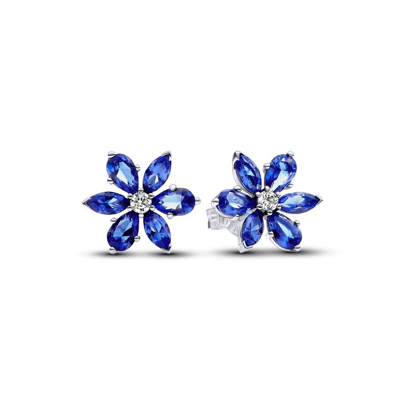 Aretes de Botón Herbario Azul Brillante-2