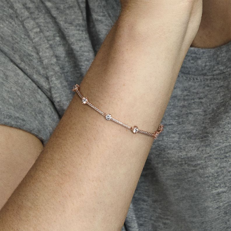 Brazalete en Rose Barras de Pavé Brillante -1