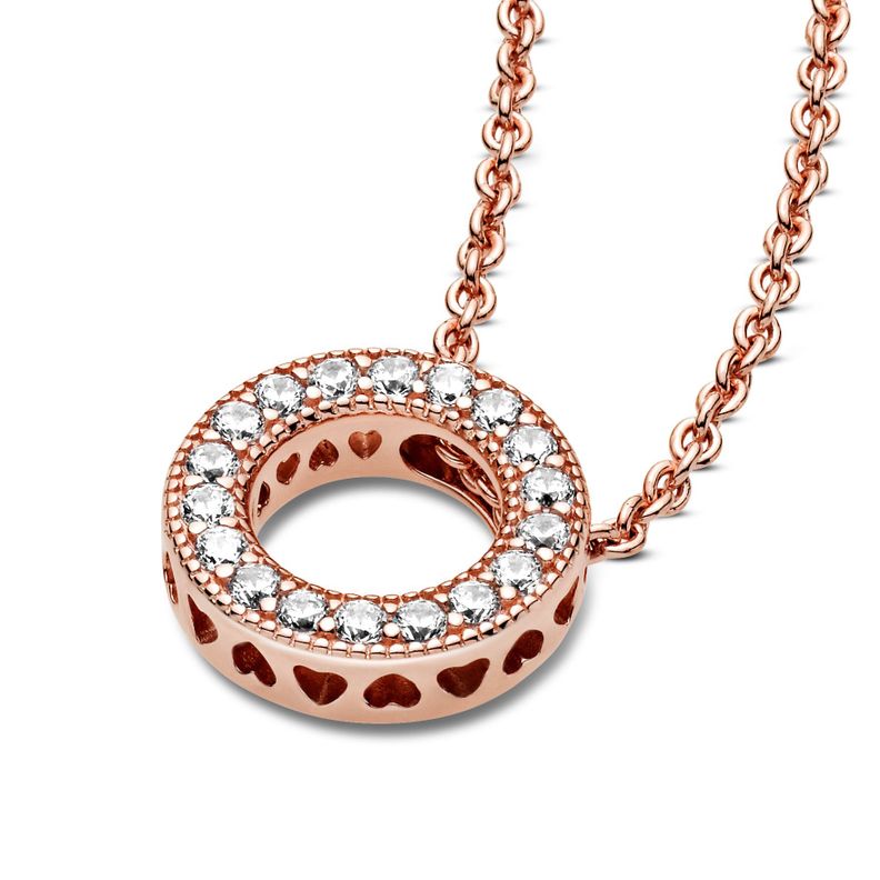 Collar Collier Círculo de Pavé con Logotipo Pandora Rosa-1