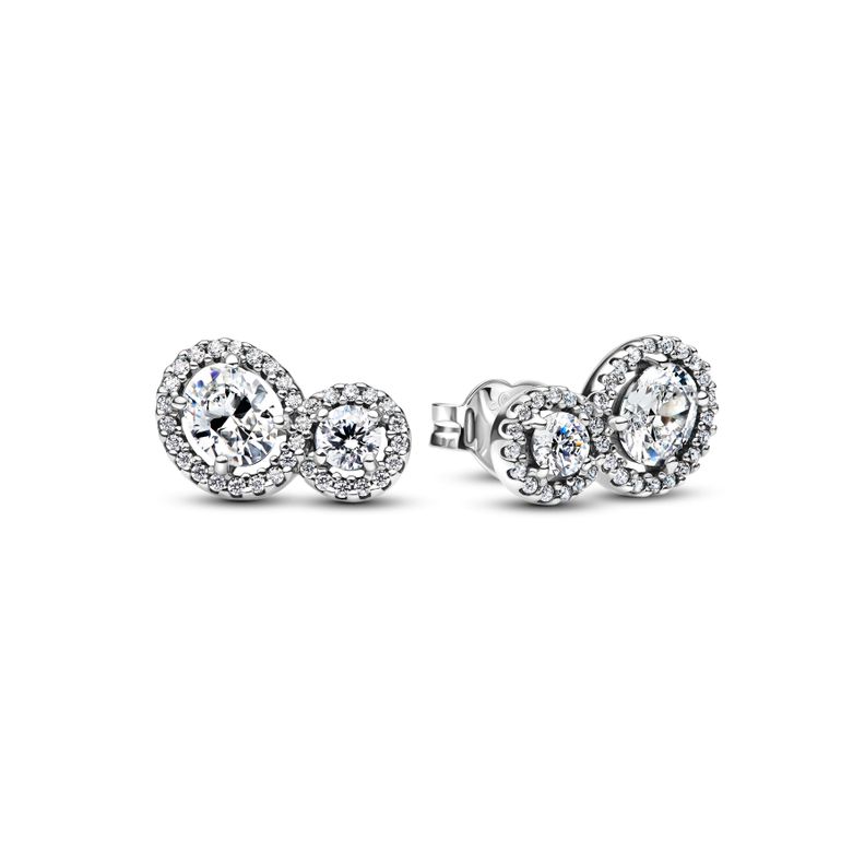 Aretes en Plata de Botón Halo y Abrazo -0