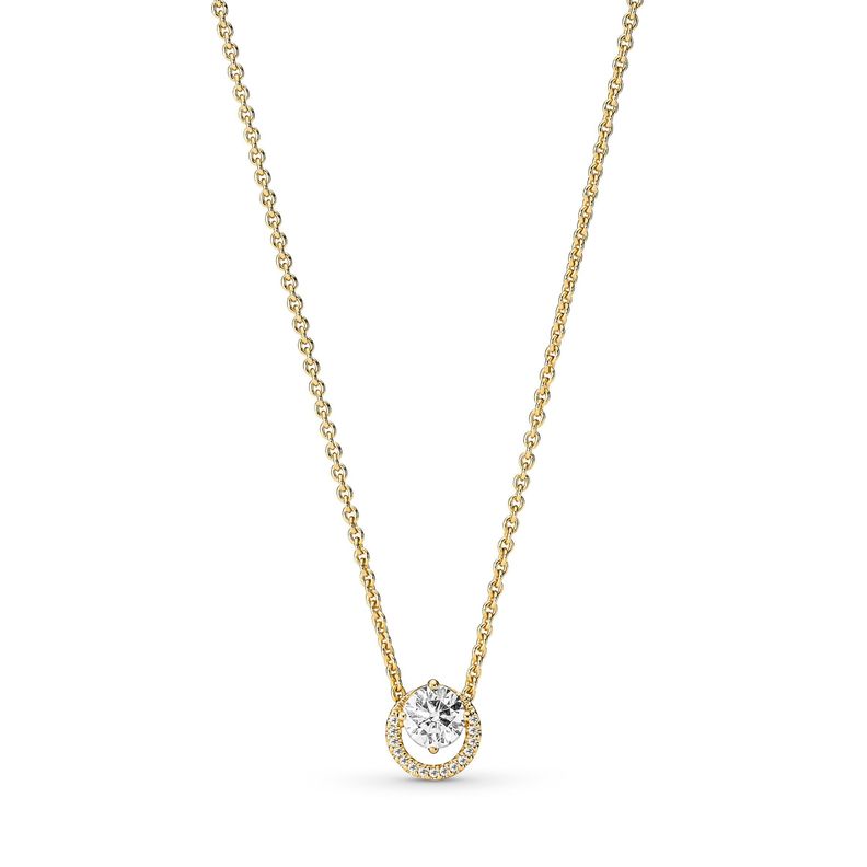 Collar Colgante Halo Redondo Brillante Dorado 45