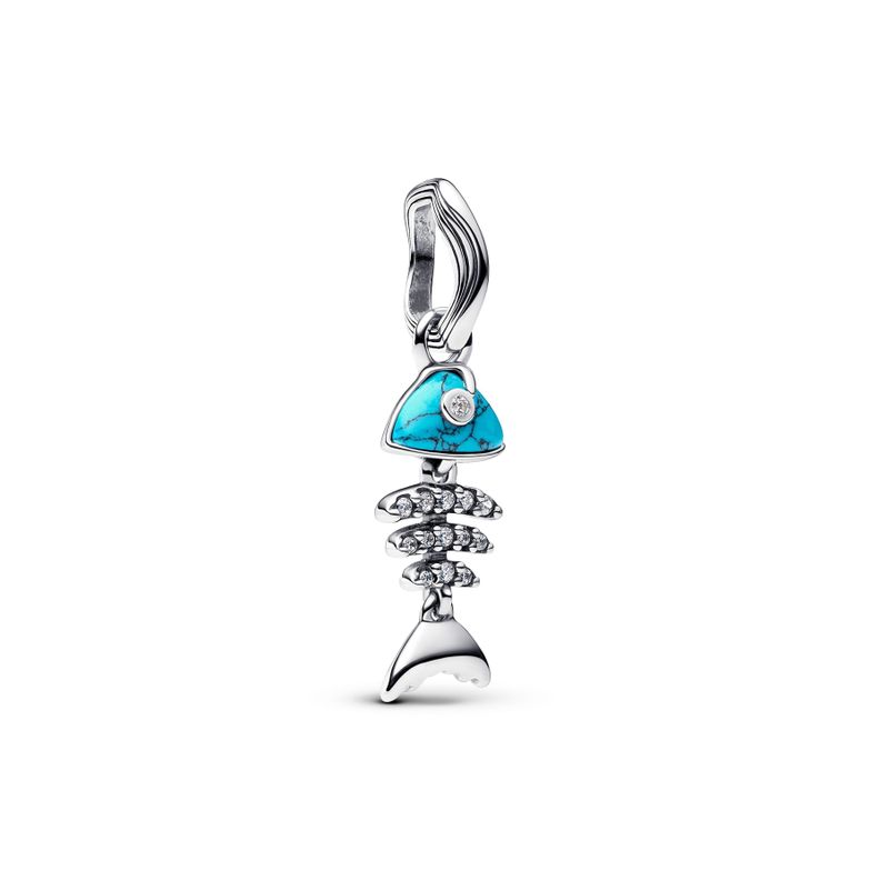 Charm Colgante Espina Pescado Color Turquesa Plata