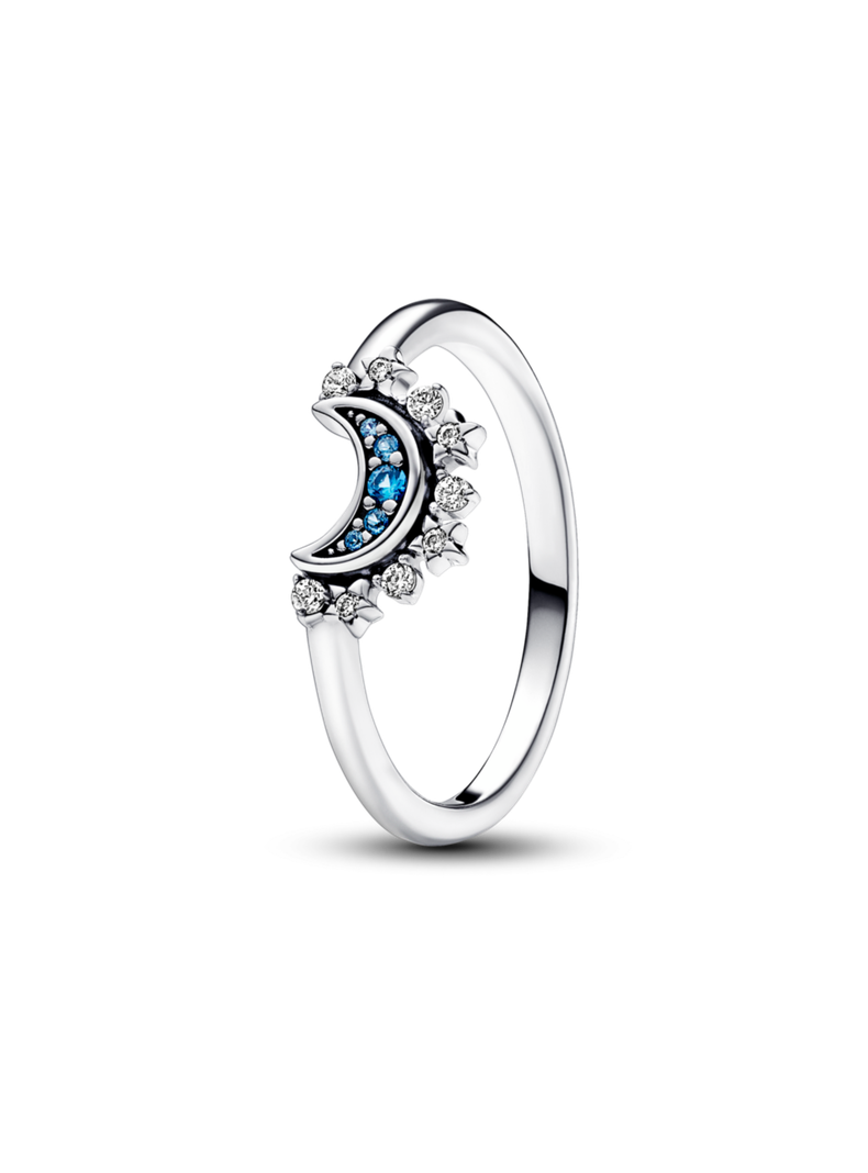 Anillo en Plata  Luna azul brillante con Circonita Cubica-0