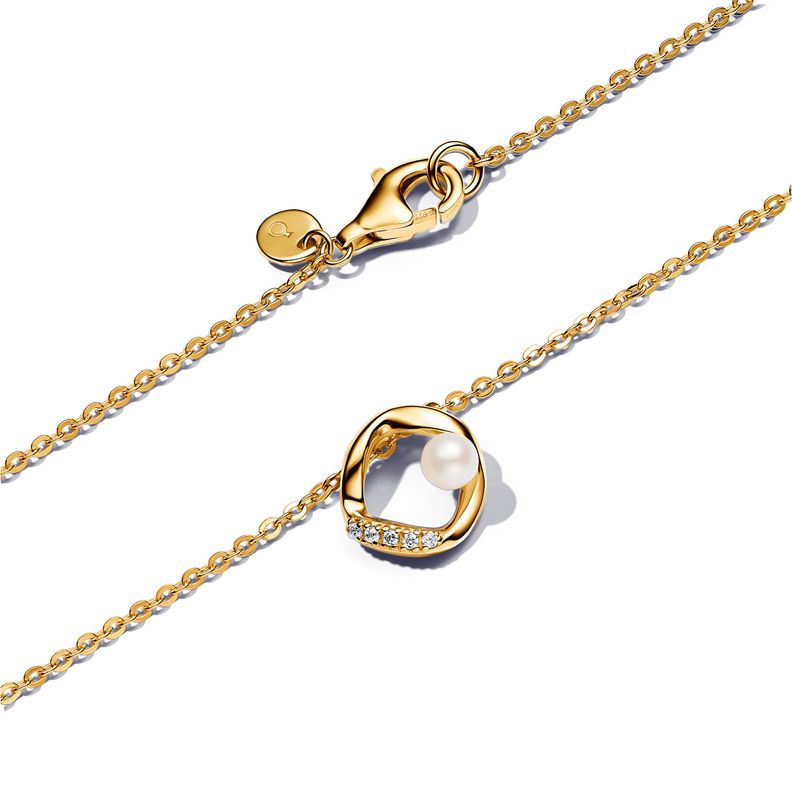Collar Círculo en Pavé y Perla Cultivada de Agua Dulce-1