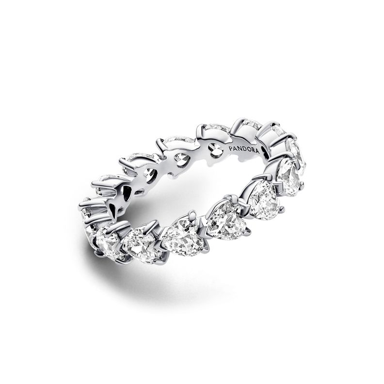 Anillo en Plata Eternidad Hilera de Corazones -1