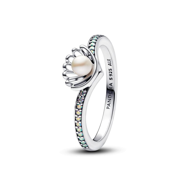 Anillo Perla Cultivada Agua Dulce Concha Princesa Ariel Disney-0