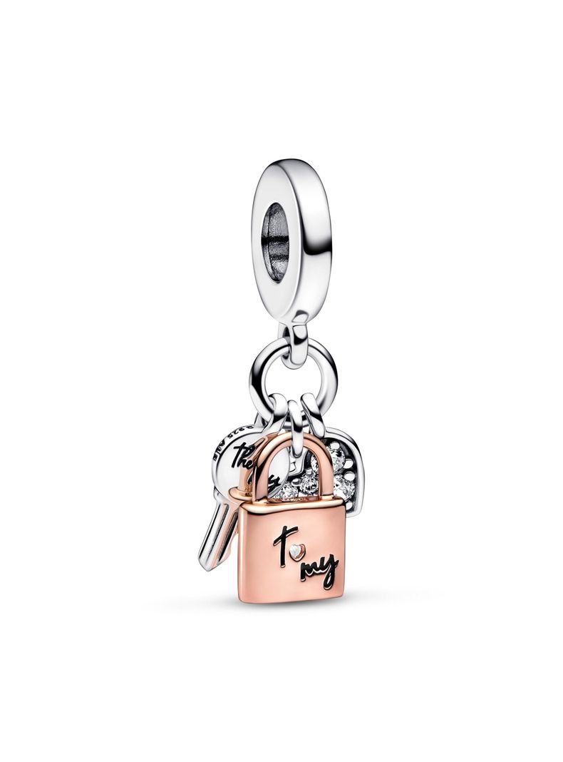 Dije Pandora Rose Triple de Llave, Candado y Corazon -0