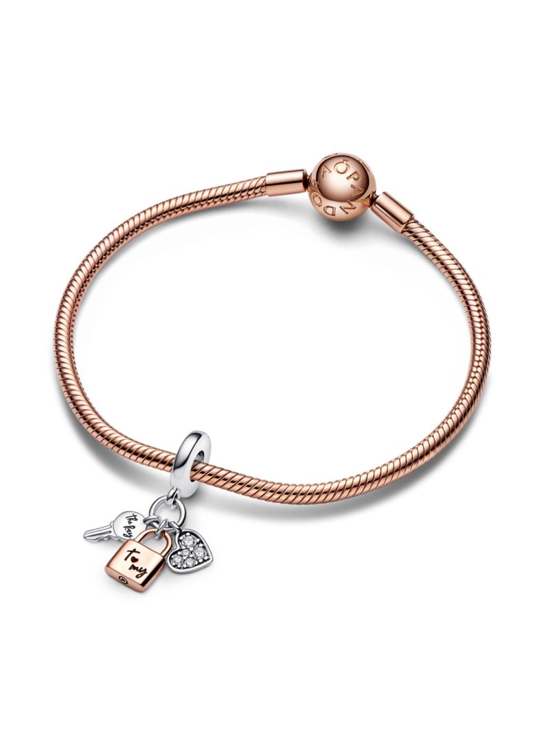 Dije Pandora Rose Triple de Llave, Candado y Corazon -1