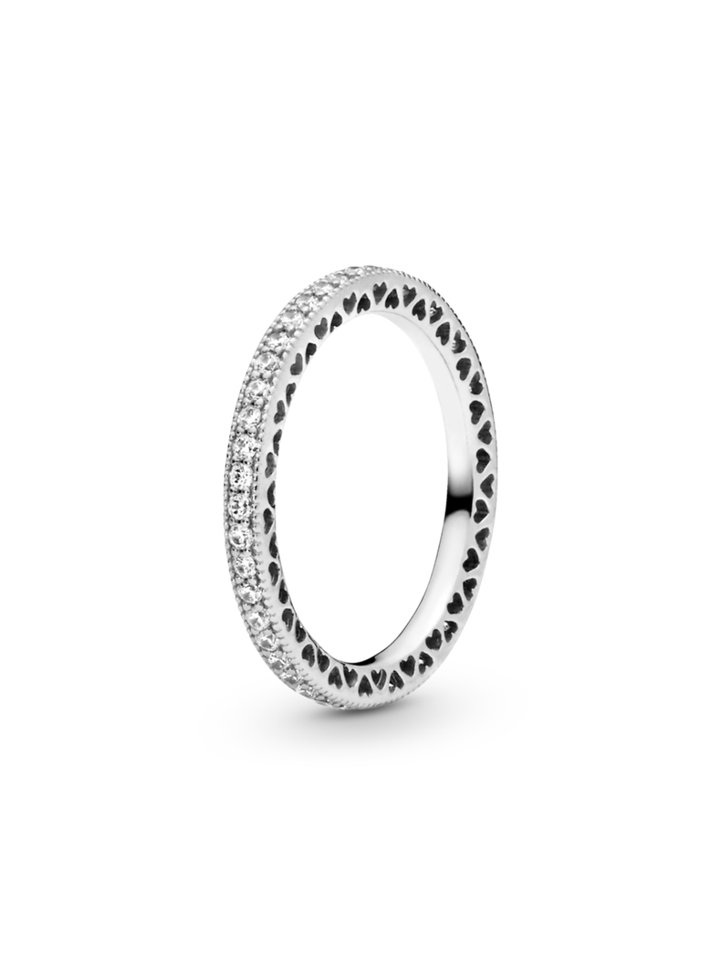 Anillo en plata Corazones Pandora con circonias claras  -0