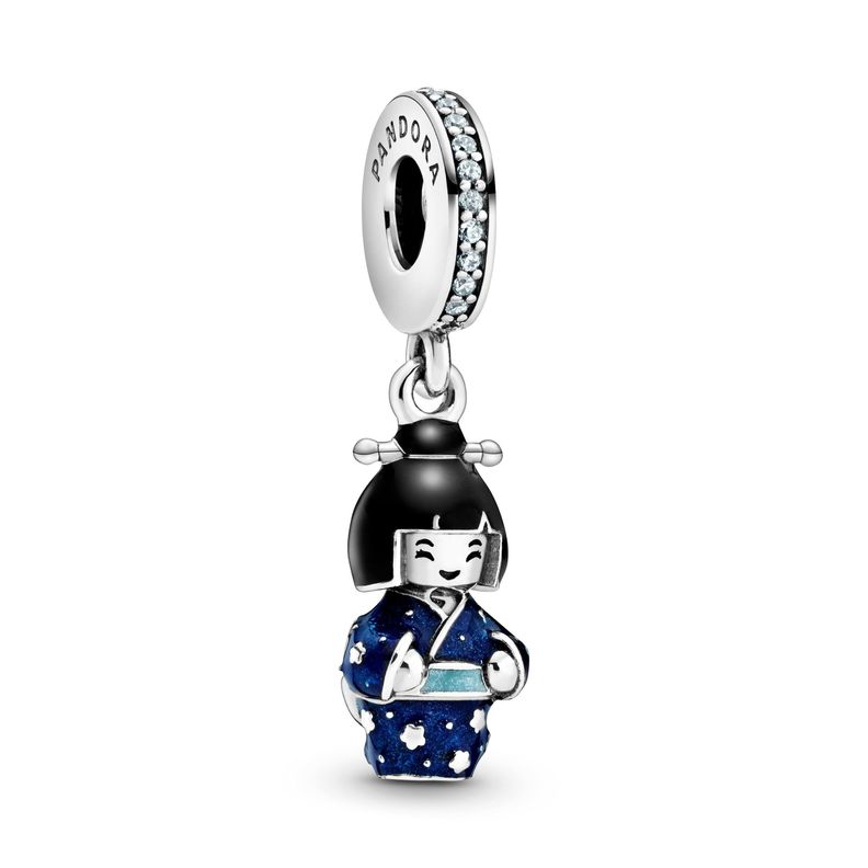 Charm Colgante Muneca Japonesa Plata