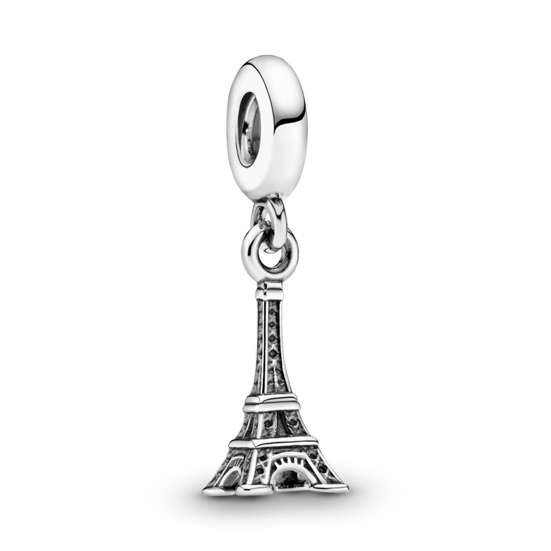 Gift Set Pulsera Plata con Dije Torre Eiffel y Clip de Corazones-2