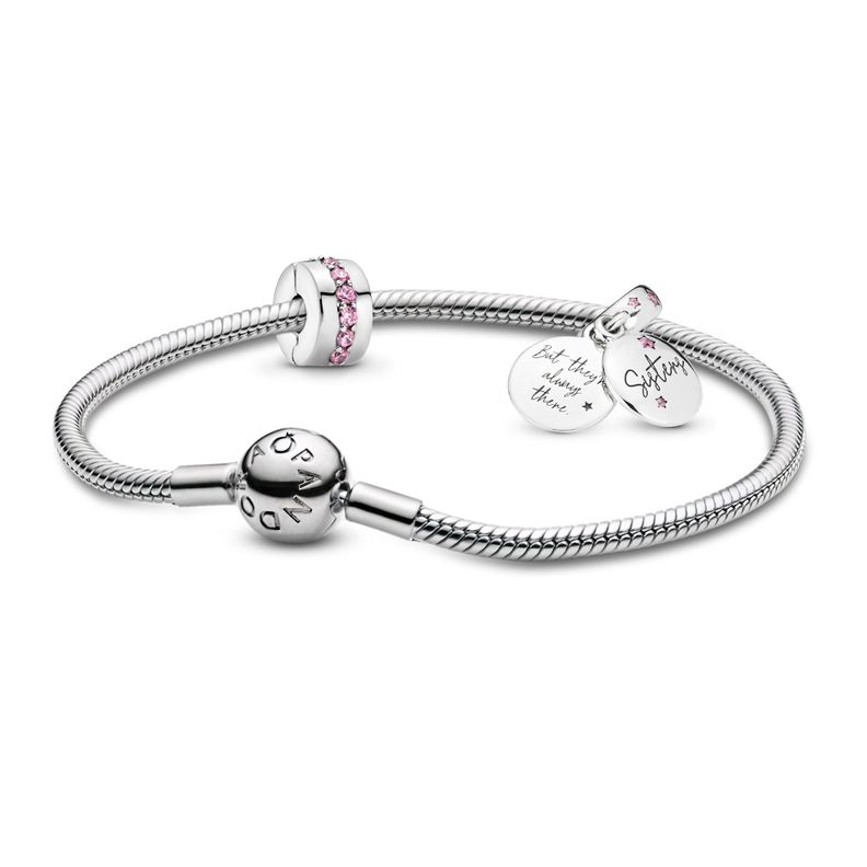Gift Set Pulseras con Dije Hermanas Siempre y Clip Rosa-0