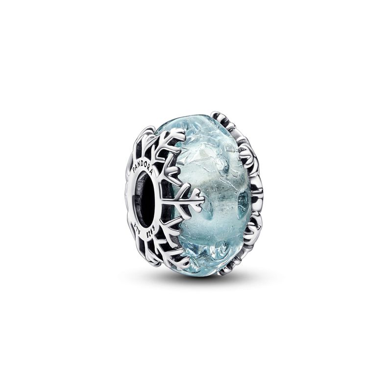 Charm de Cristal Murano Copo de Nieve Azul Invierno-0