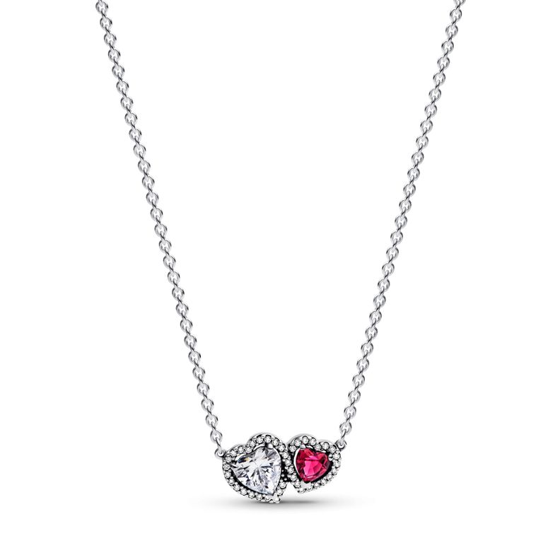 Collar Halo Corazones Plata 45