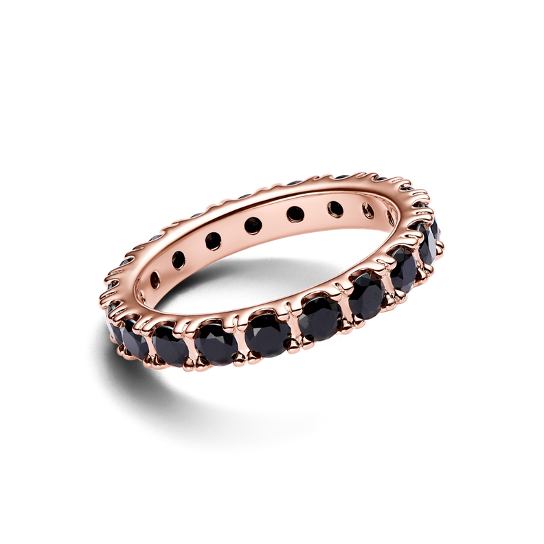 Anillo en Plata Eternity Fila Negra Brillante-0