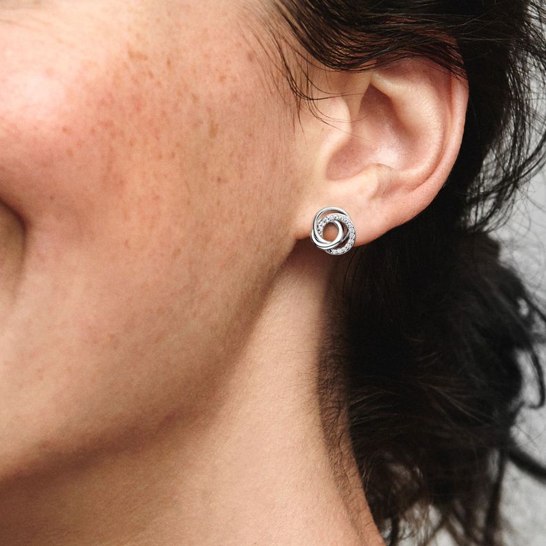Aretes de Tuerca Plata Familia Siempre Rodeada -1