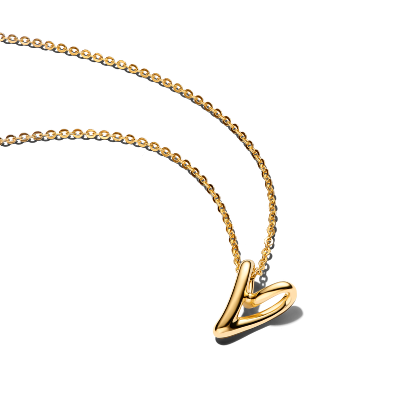 Collar con Colgante Pequeno Corazon con Forma Organica Dorado 45