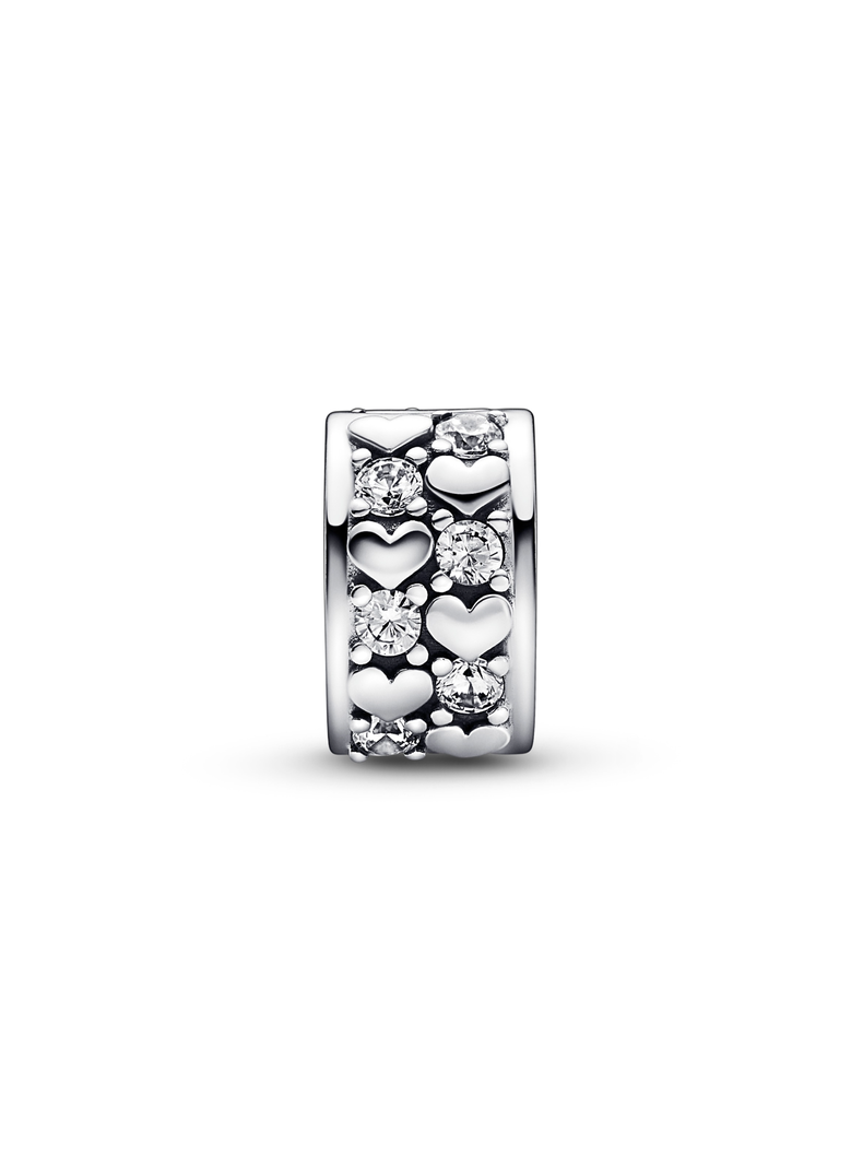 Charm Plata Corazones Infinitos Circonia Cubica Transparente-0