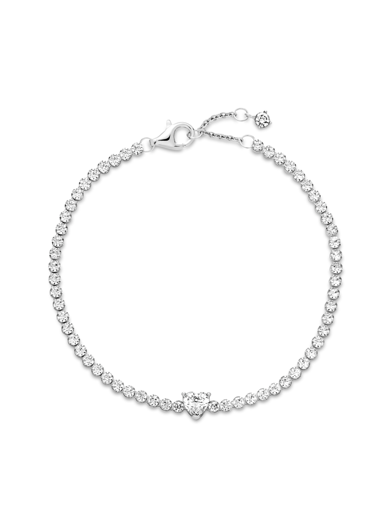 Brazalete Corazón Brillante en Plata-0