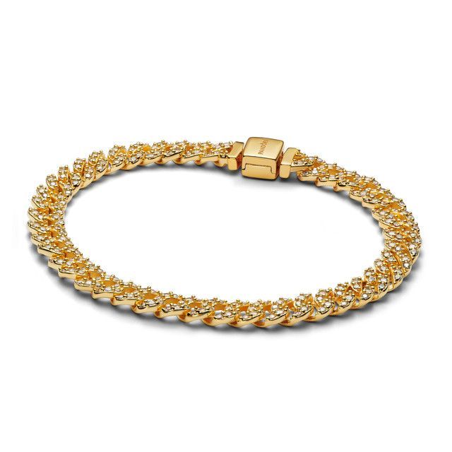 Brazalete Cadena Cubana en Pavé-0