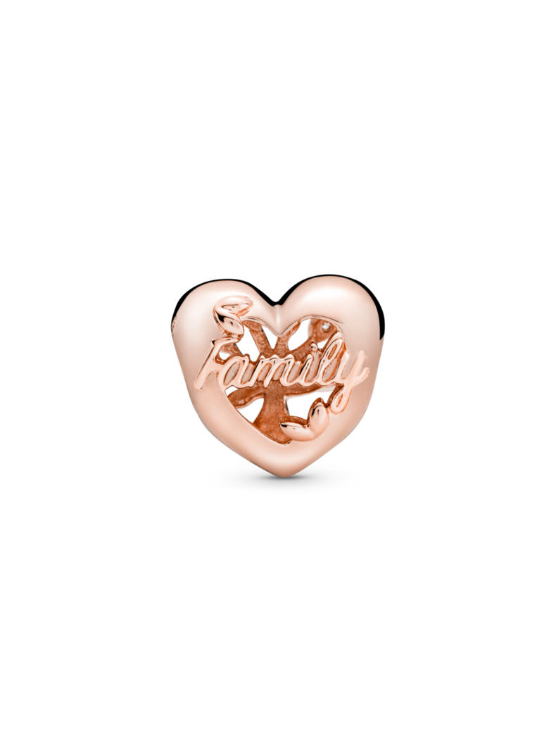 Charm en Rose Corazon Calado Arbol Familiar con Circonia-1