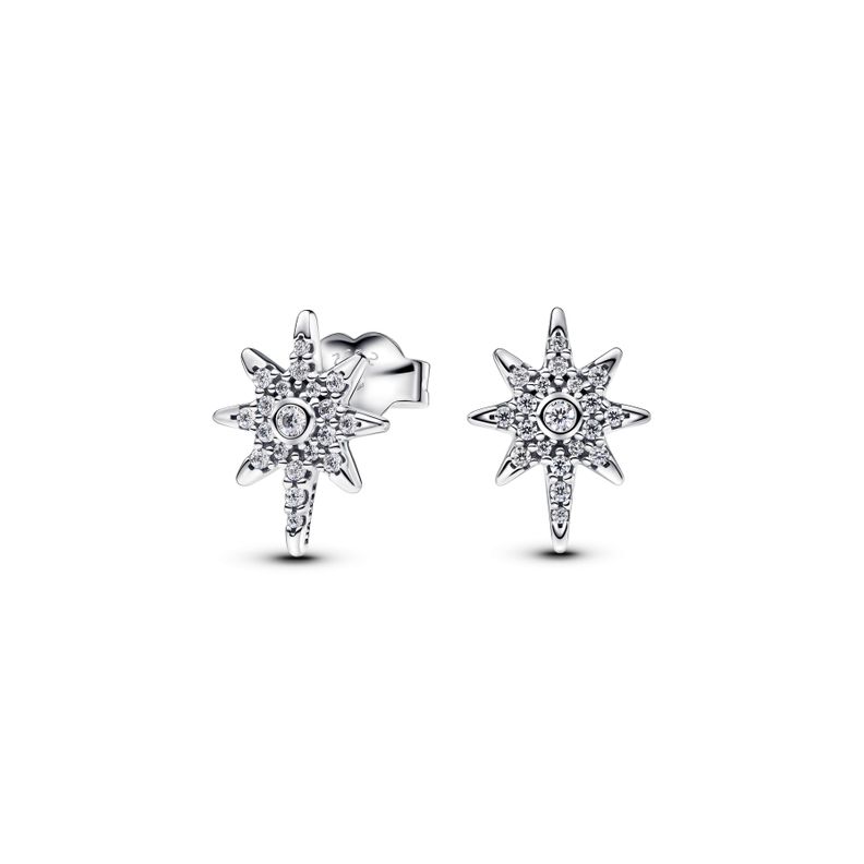 Aretes de Boton en Plata Estrella Brillante del Norte-0