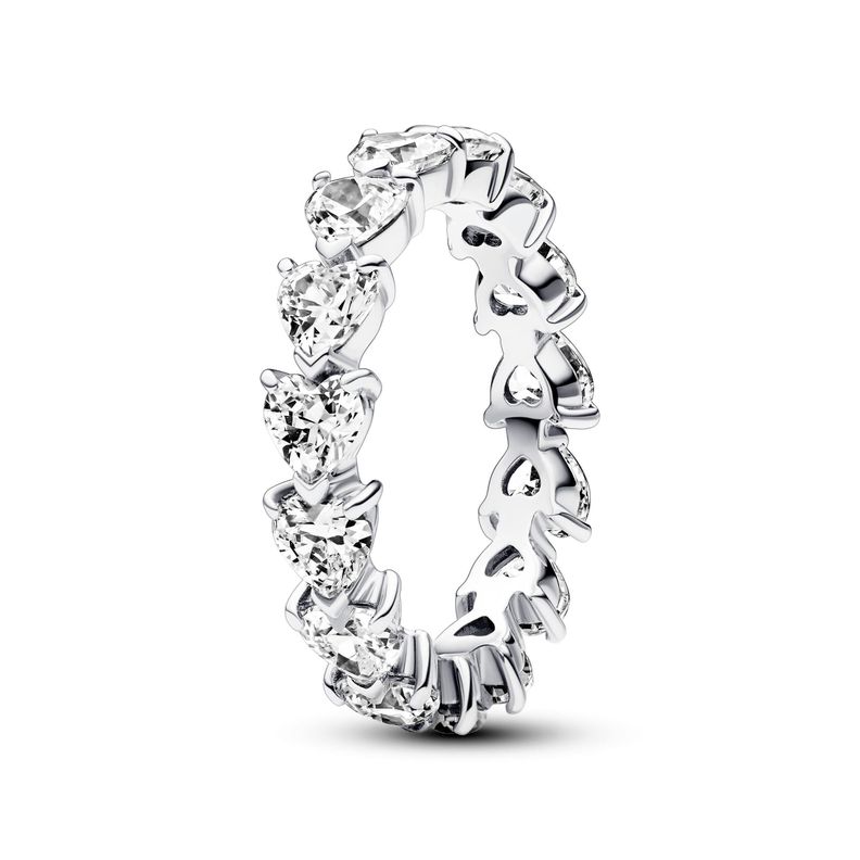 Anillo en Plata Eternidad Hilera de Corazones 48