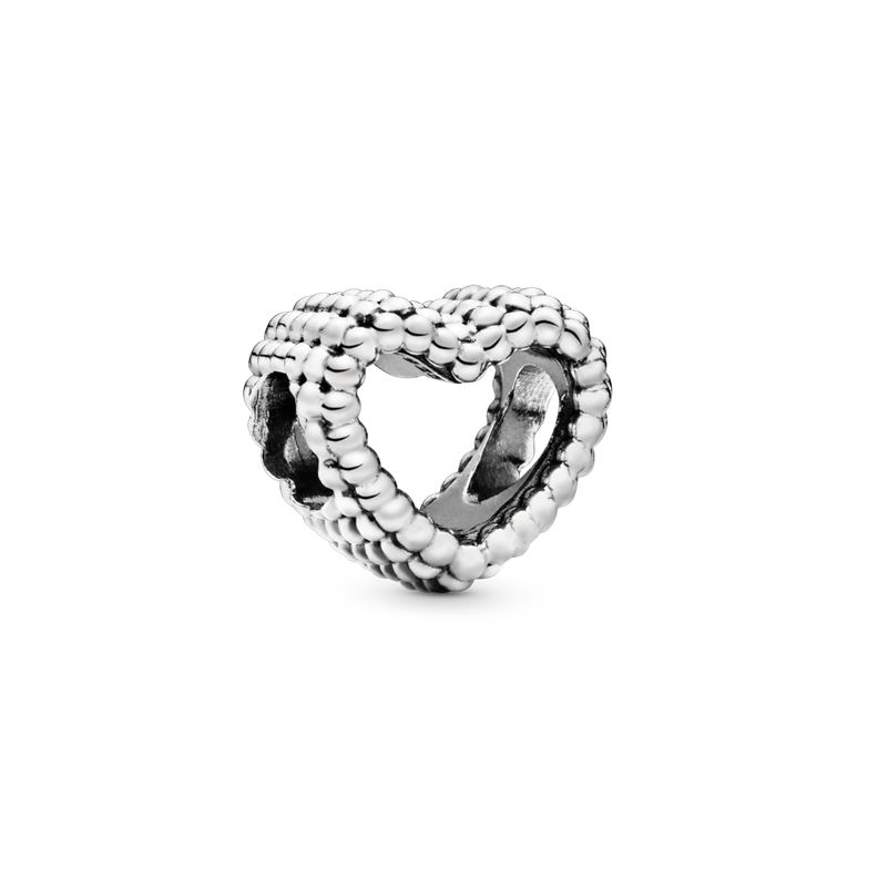 Charm en Plata Corazón con Cuentas-0