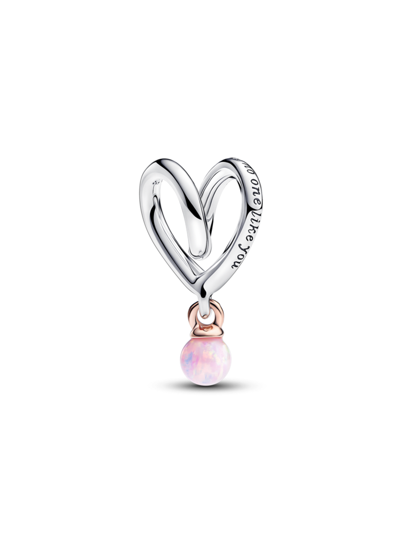 Charm Plata Corazon Envuelto Dos tonos Opalo Rose Gold