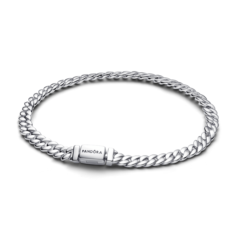 Brazalete de Cadena Cubana Plateado Plata 16